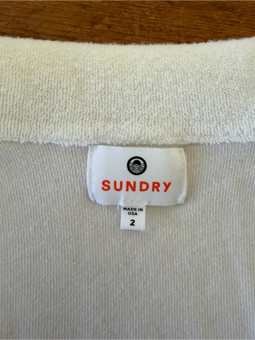 Sundry Anthro Loop Terry Polo Top Shirt Resortwear Summer White Green Women’s 2 - Picture 6 of 9